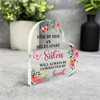 Gift For Sister Pink Watercolour Floral Side Heart Keepsake Plaque Ornament