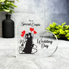 Red Hearts Bride And Groom Silhouette Wedding Day Gift Heart Keepsake Plaque