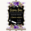 Gold & Purple Stripes Cigar Bar Personalised Wedding Sign