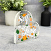 Positive Orange Floral Self Love Gift Side Heart Keepsake Plaque Ornament
