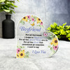 Gift For Boyfriend I Love You Pink Yellow Floral Romantic Heart Keepsake Plaque