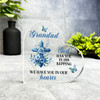 Grandad Blue Floral Cross Memorial Heart Gift Side Heart Keepsake Plaque Present