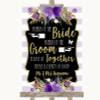 Gold & Purple Stripes Friends Of The Bride Groom Seating Wedding Sign