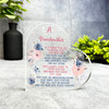 Gift For Grandmother Poem Pink Blue Flowers Side Heart Keepsake Plaque Ornament