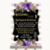 Gold & Purple Stripes No Phone Camera Unplugged Personalised Wedding Sign