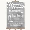Grey Watercolour Lights Alcohol Bar Love Story Personalised Wedding Sign