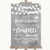 Grey Watercolour Lights Confetti Personalised Wedding Sign