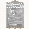 Grey Watercolour Lights I Spy Disposable Camera Personalised Wedding Sign