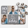 Grey Photo Collage 80th Birthday Gift Him Her Personalised Wooden Jigsaw Puzzle