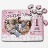 Cotton Wedding 1st Anniversary Gift Photo Heart Personalised Wood Jigsaw Puzzle