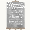 Grey Watercolour Lights Plant Seeds Favours Personalised Wedding Sign