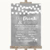 Grey Watercolour Lights Signature Favourite Drinks Personalised Wedding Sign