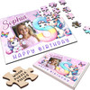 Kids Birthday Gift Girl Unicorn Letter S Photo Personalised Wooden Jigsaw Puzzle
