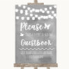 Grey Watercolour Lights Take A Moment To Sign Our Guest Book Wedding Sign