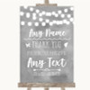Grey Watercolour Lights Thank You Bridesmaid Page Boy Best Man Wedding Sign
