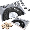 Grey Blue Half Vinyl Record Any Song Lyrics Music Gift Custom Wood Jigsaw Puzzle