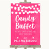 Hot Fuchsia Pink Watercolour Lights Candy Buffet Personalised Wedding Sign