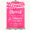 Hot Fuchsia Pink Watercolour Lights Cheers To Love Personalised Wedding Sign