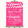 Hot Fuchsia Pink Watercolour Lights Confetti Personalised Wedding Sign