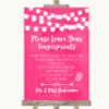 Hot Fuchsia Pink Watercolour Lights Fingerprint Guestbook Wedding Sign