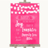 Hot Fuchsia Pink Watercolour Lights Hankies And Tissues Wedding Sign