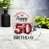50th Birthday Gift Red Roses Keepsake Side Heart Ornament Plaque