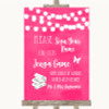 Hot Fuchsia Pink Watercolour Lights Jenga Guest Book Personalised Wedding Sign