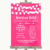 Hot Fuchsia Pink Watercolour Lights Rules Of The Wedding Sign