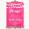 Hot Fuchsia Pink Watercolour Lights Share Your Wishes Personalised Wedding Sign