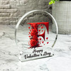 Valentine's Day Gift For Initial F Red Roses Keepsake Snow Globe Ornament Plaque