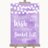 Lilac Watercolour Lights Bucket List Personalised Wedding Sign