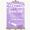 Lilac Watercolour Lights Cigar Bar Personalised Wedding Sign