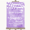 Lilac Watercolour Lights Confetti Personalised Wedding Sign