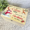 Snowmen Wooden Personalised Christmas Hamper Gift Box For Cousin