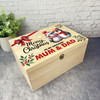 Mum and Dad Penguin Wooden Personalised Christmas Hamper Gift Box