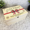 Mum and Dad Red Bow Wooden Personalised Christmas Hamper Gift Box