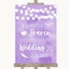 Lilac Watercolour Lights Heaven Loved Ones Personalised Wedding Sign