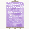 Lilac Watercolour Lights Instagram Hashtag Personalised Wedding Sign