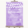Lilac Watercolour Lights Instagram Photo Sharing Personalised Wedding Sign
