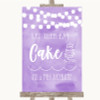 Lilac Watercolour Lights Let Them Eat Cake Personalised Wedding Sign