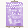 Lilac Watercolour Lights Message In A Bottle Personalised Wedding Sign