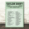 Concert Setlist Poster Print Canvas Green - Any Artist, Date, Gig, Venue