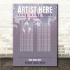 Concert Setlist Poster Print Canvas Purple Shadow - Any Artist, Date, Gig, Venue