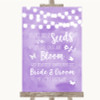 Lilac Watercolour Lights Plant Seeds Favours Personalised Wedding Sign