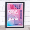 Adele - Concert Setlist Poster Print Canvas Pink Purple - Sonderfreifläche Messe - Aug 24th 2024