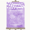 Lilac Watercolour Lights Rules Of The Wedding Personalised Wedding Sign