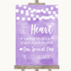 Lilac Watercolour Lights Sign a Heart Personalised Wedding Sign