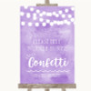 Lilac Watercolour Lights Take Some Confetti Personalised Wedding Sign