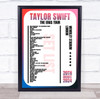 Taylor Swift - Concert Setlist Gig Poster Print Canvas Blue Pink - Wembley London England - Aug 20 2024