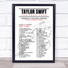 Taylor Swift - Concert Setlist Gig Poster Print Canvas Music Notes - Wembley London England - Aug 20 2024